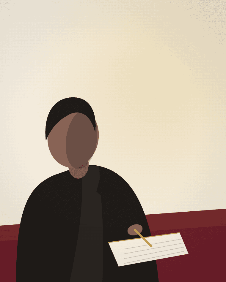 Author writing in a notebook